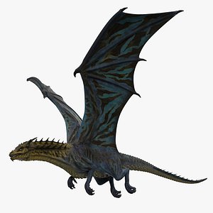 Dragon Blue Gold Rigged